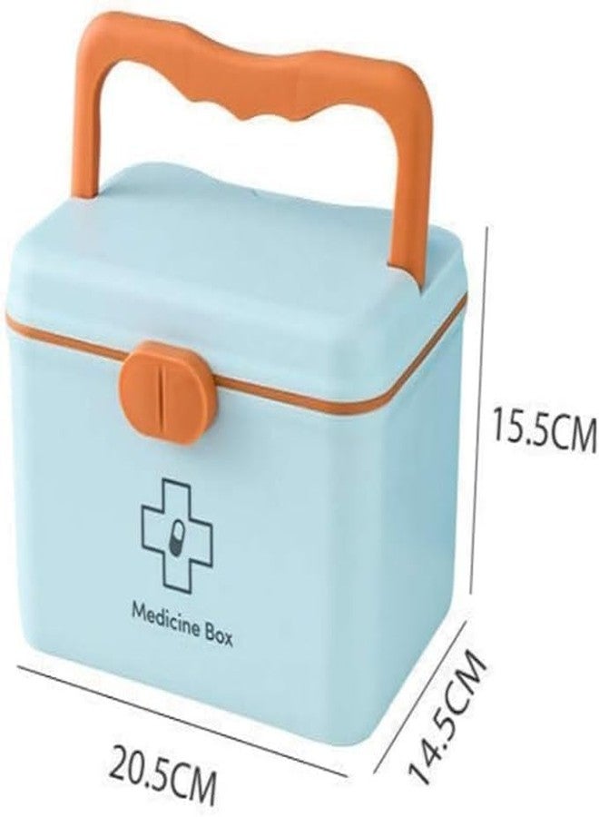 GNEY Multi-Layer Portable Medicine Box Organizer with Lock | Double-Decker Medical Storage Case with Tray | First Aid Kit Box for Home, Office & Travel - Available in Pink, Blue & Yellow - Image 3